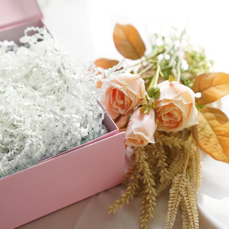 Bobobag - 4oz Crinkle Cut Paper Shred Filler Recyclable Gift Wrap Confetti Raffia Grass Shred Paper for Easter Baskets Filler Creative Eggs Decor (White) - Image 3